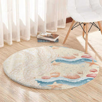 Beige Hawaii Lei Seashells Starfish Round Carpet Sandy Sylized LT01 - Polynesian Pride