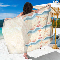 Beige Hawaii Lei Seashells Starfish Sarong Sandy Sylized - Polynesian Pride
