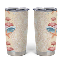 Beige Hawaii Lei Seashells Starfish Tumbler Cup Sandy Sylized - Polynesian Pride