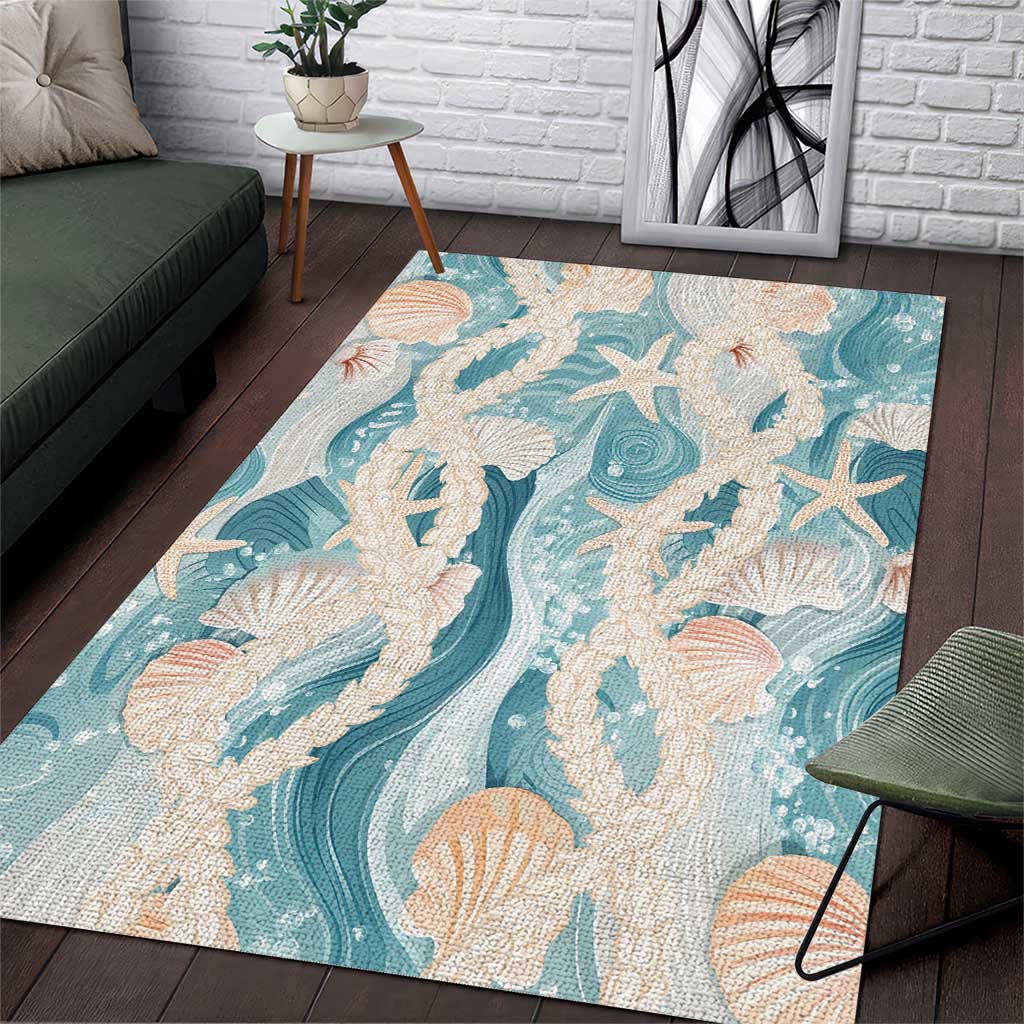 Hawaii Lei Seashells Starfish Area Rug Fresh Summer Vibe - Polynesian Pride