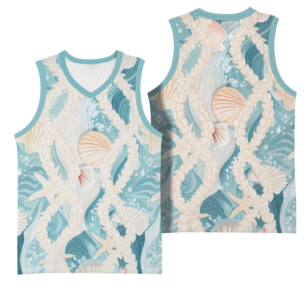 Hawaii Lei Seashells Starfish Basketball Jersey Fresh Summer Vibe - Polynesian Pride