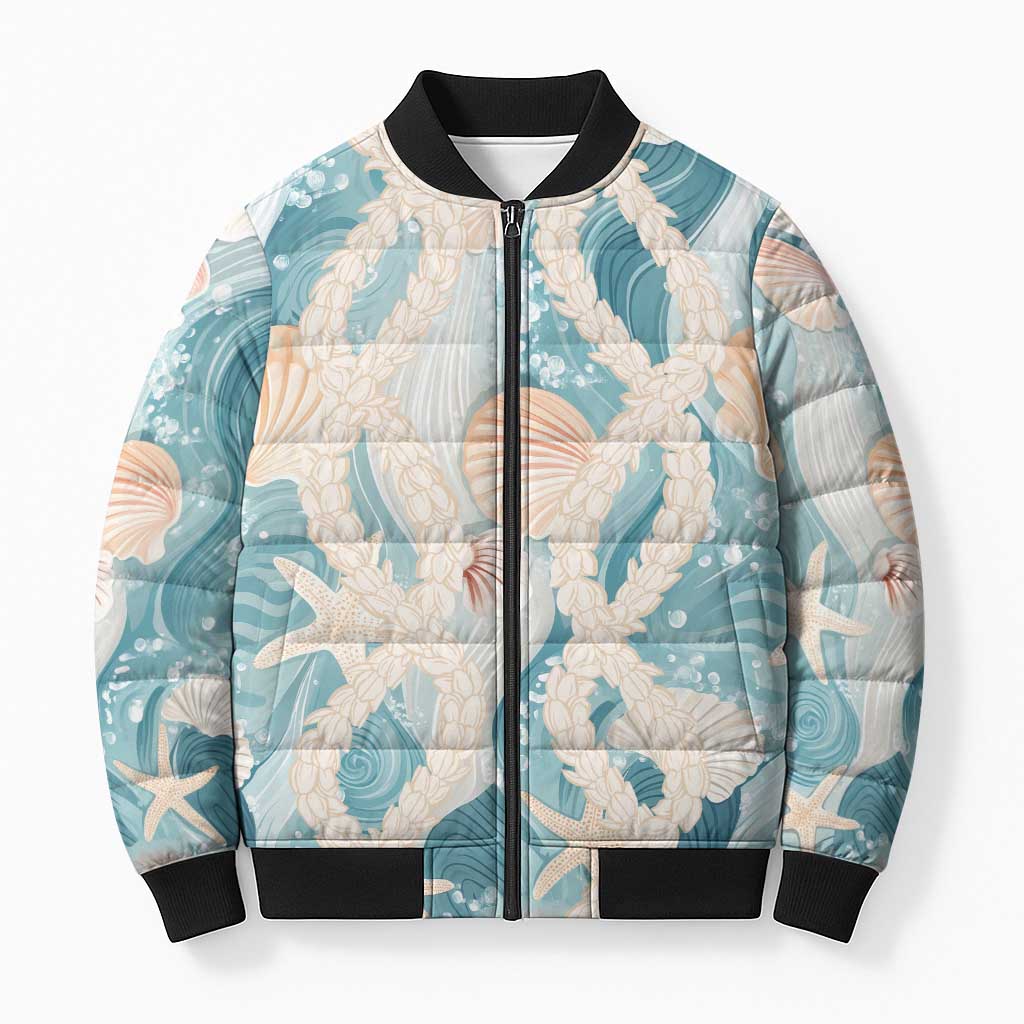 Hawaii Lei Seashells Starfish Bomber Puffer Jacket Fresh Summer Vibe - Polynesian Pride