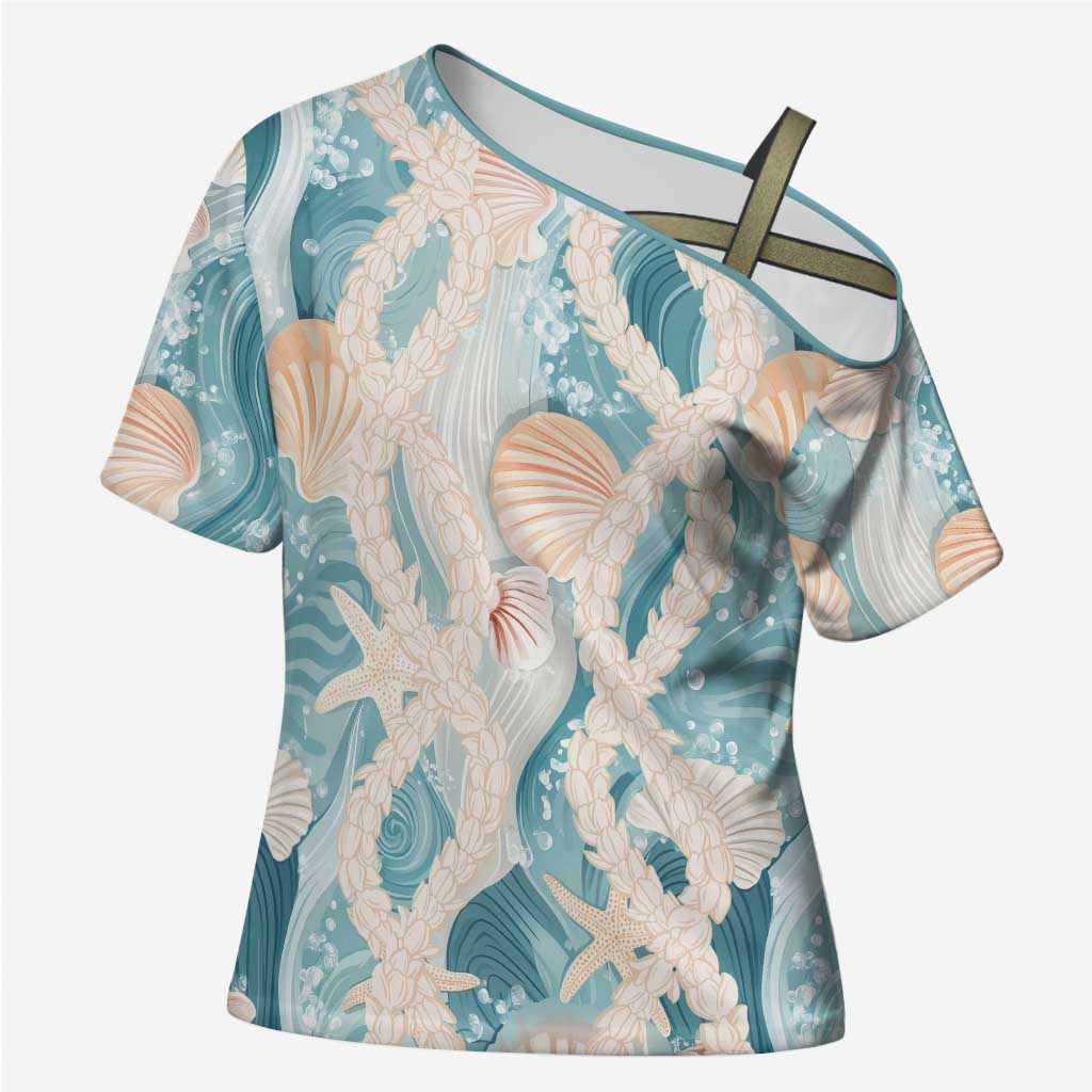 Hawaii Lei Seashells Starfish Cross Shoulder Shirt Fresh Summer Vibe - Polynesian Pride