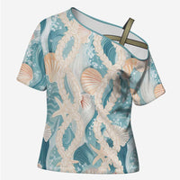 Hawaii Lei Seashells Starfish Cross Shoulder Shirt Fresh Summer Vibe - Polynesian Pride