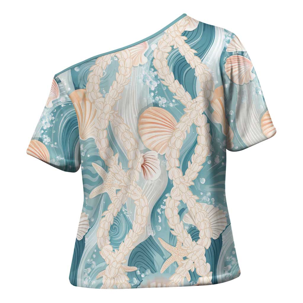Hawaii Lei Seashells Starfish Cross Shoulder Shirt Fresh Summer Vibe - Polynesian Pride