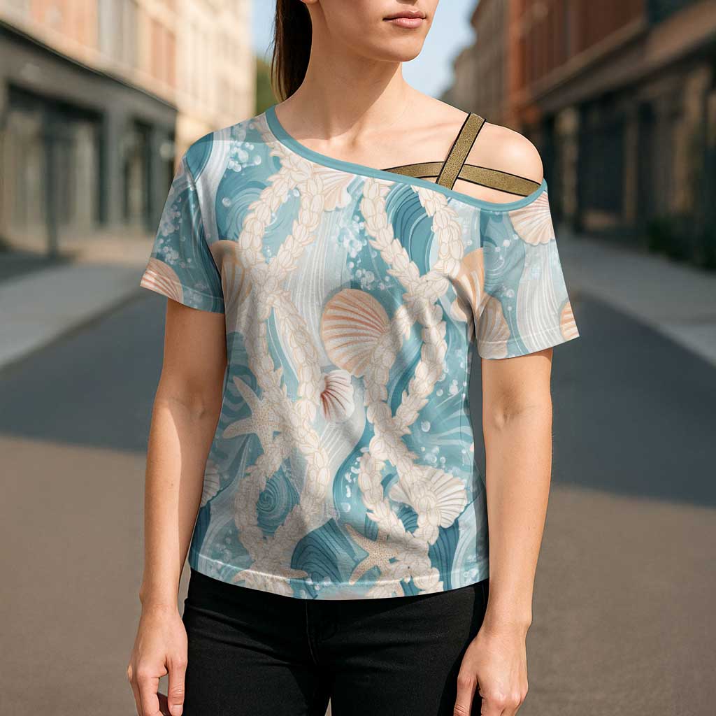 Hawaii Lei Seashells Starfish Cross Shoulder Shirt Fresh Summer Vibe - Polynesian Pride
