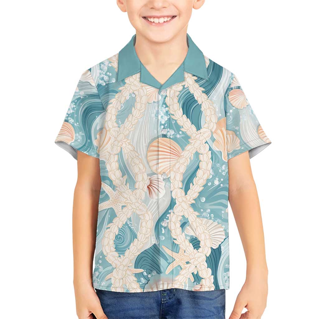 Hawaii Lei Seashells Starfish Family Matching Puletasi and Hawaiian Shirt Fresh Summer Vibe LT01 Son's Shirt Blue - Polynesian Pride