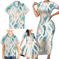 Hawaii Lei Seashells Starfish Family Matching Short Sleeve Bodycon Dress and Hawaiian Shirt Fresh Summer Vibe - Polynesian Pride