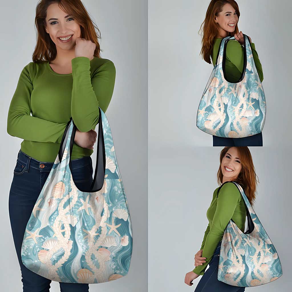 Hawaii Lei Seashells Starfish Grocery Bag Fresh Summer Vibe - Polynesian Pride
