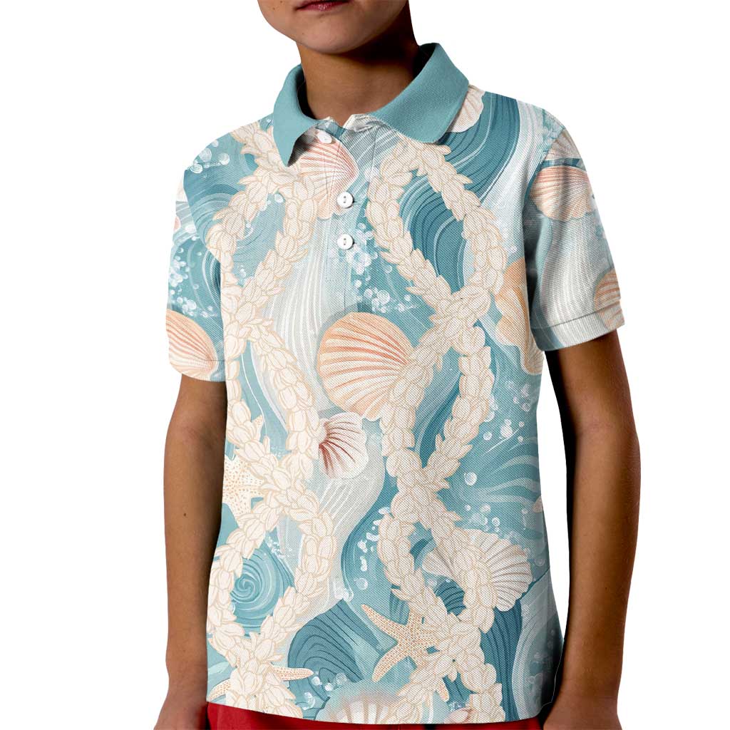 Hawaii Lei Seashells Starfish Kid Polo Shirt Fresh Summer Vibe - Polynesian Pride