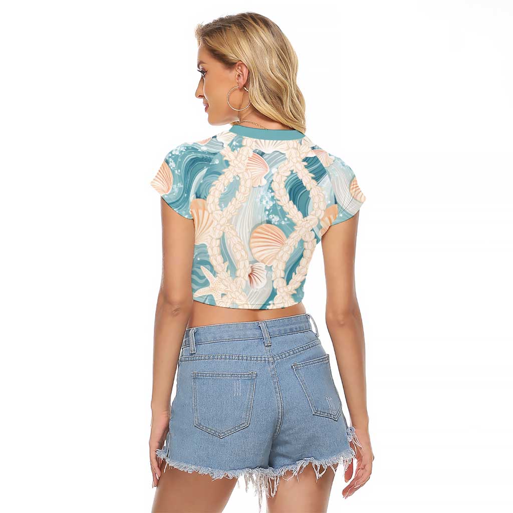 Hawaii Lei Seashells Starfish Raglan Cropped T Shirt Fresh Summer Vibe LT01 - Polynesian Pride