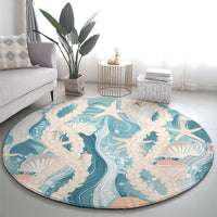 Hawaii Lei Seashells Starfish Round Carpet Fresh Summer Vibe LT01 - Polynesian Pride
