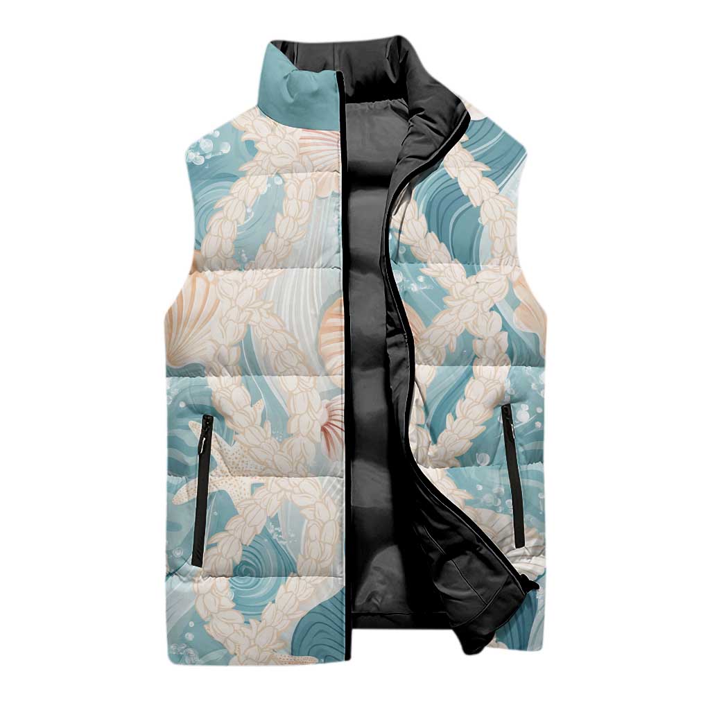 Hawaii Lei Seashells Starfish Sleeveless Puffer Jacket Fresh Summer Vibe - Polynesian Pride