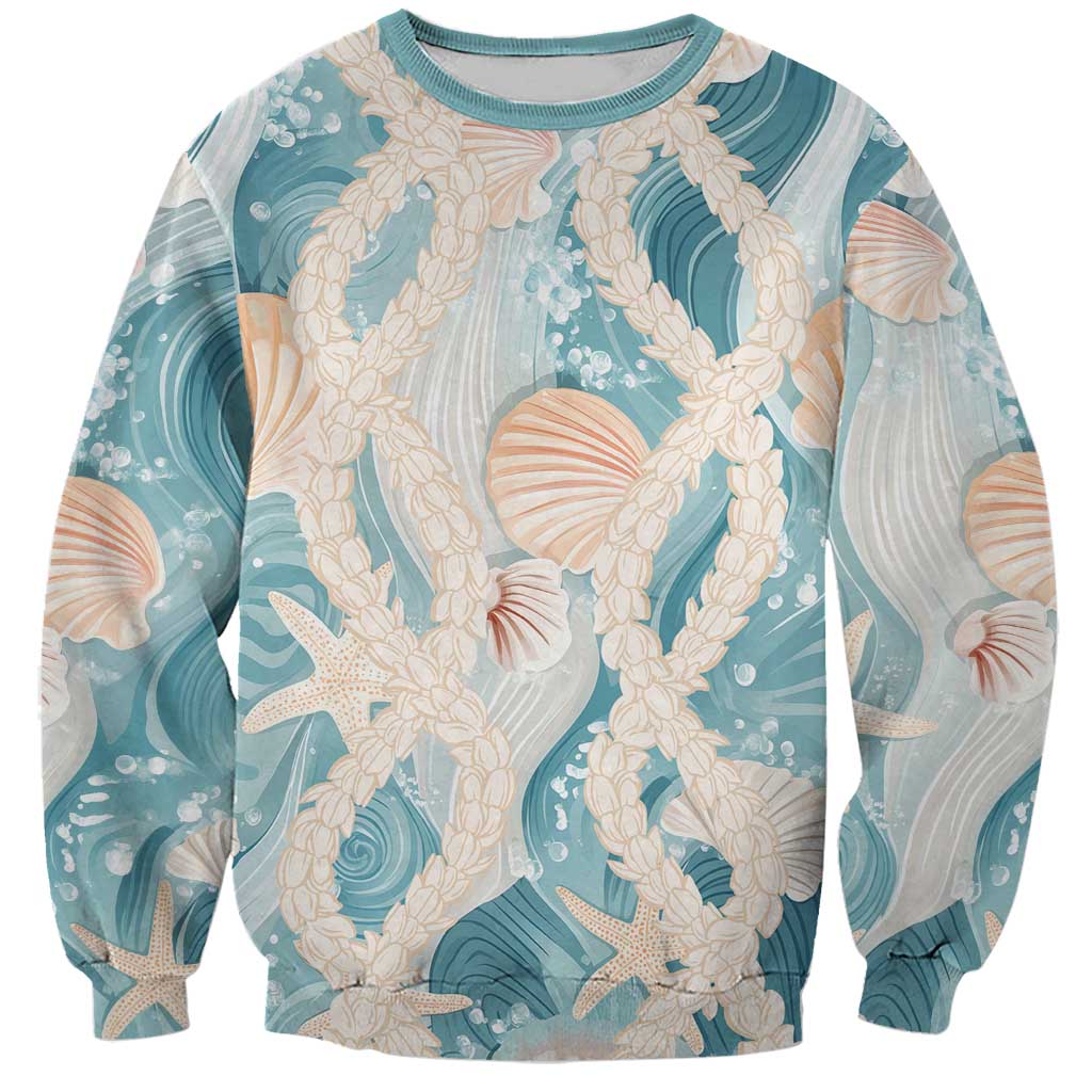Hawaii Lei Seashells Starfish Sweatshirt Fresh Summer Vibe LT01 Unisex Blue - Polynesian Pride