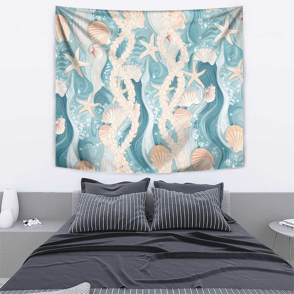 Hawaii Lei Seashells Starfish Tapestry Fresh Summer Vibe - Polynesian Pride