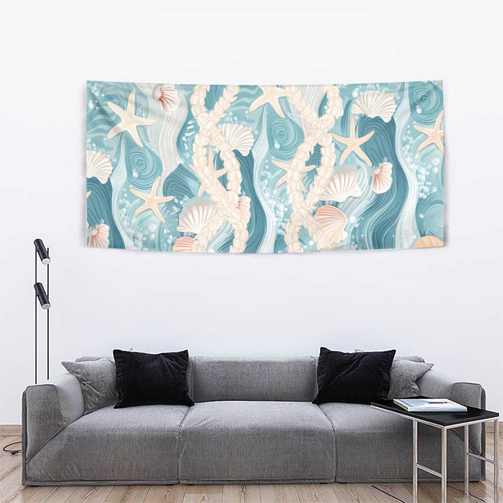 Hawaii Lei Seashells Starfish Tapestry Fresh Summer Vibe - Polynesian Pride