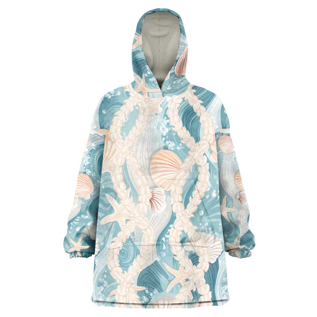 Hawaii Lei Seashells Starfish Wearable Blanket Hoodie Fresh Summer Vibe - Polynesian Pride