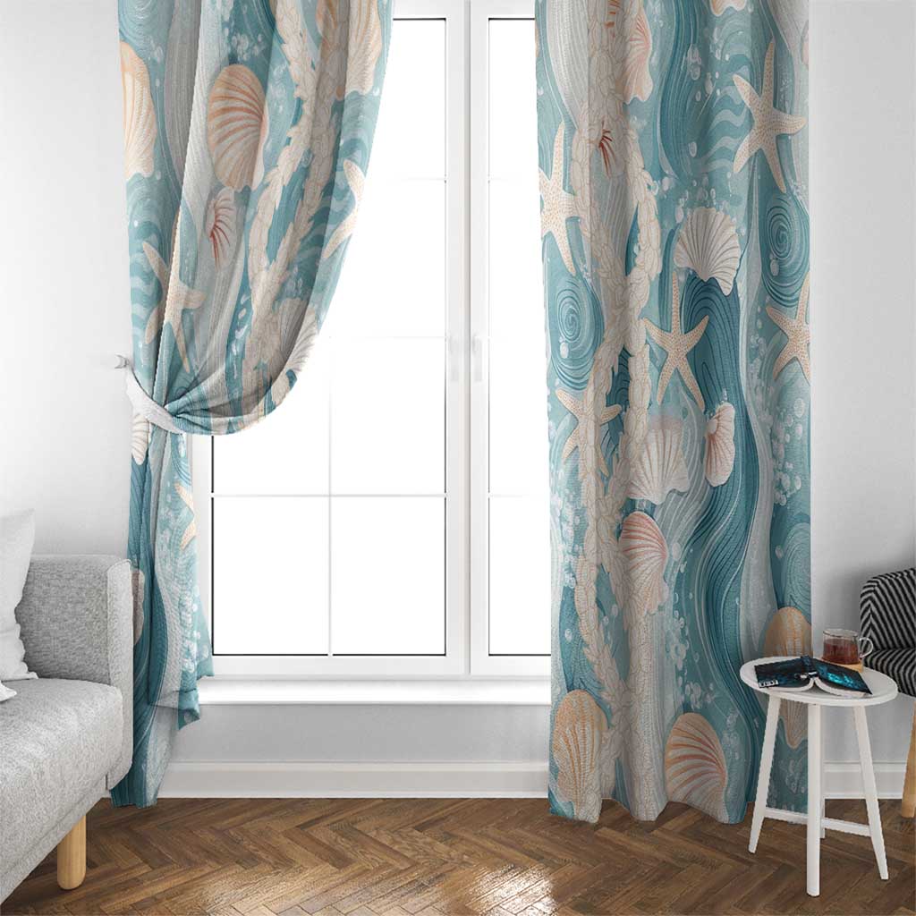 Hawaii Lei Seashells Starfish Window Curtain Fresh Summer Vibe LT01 - Polynesian Pride