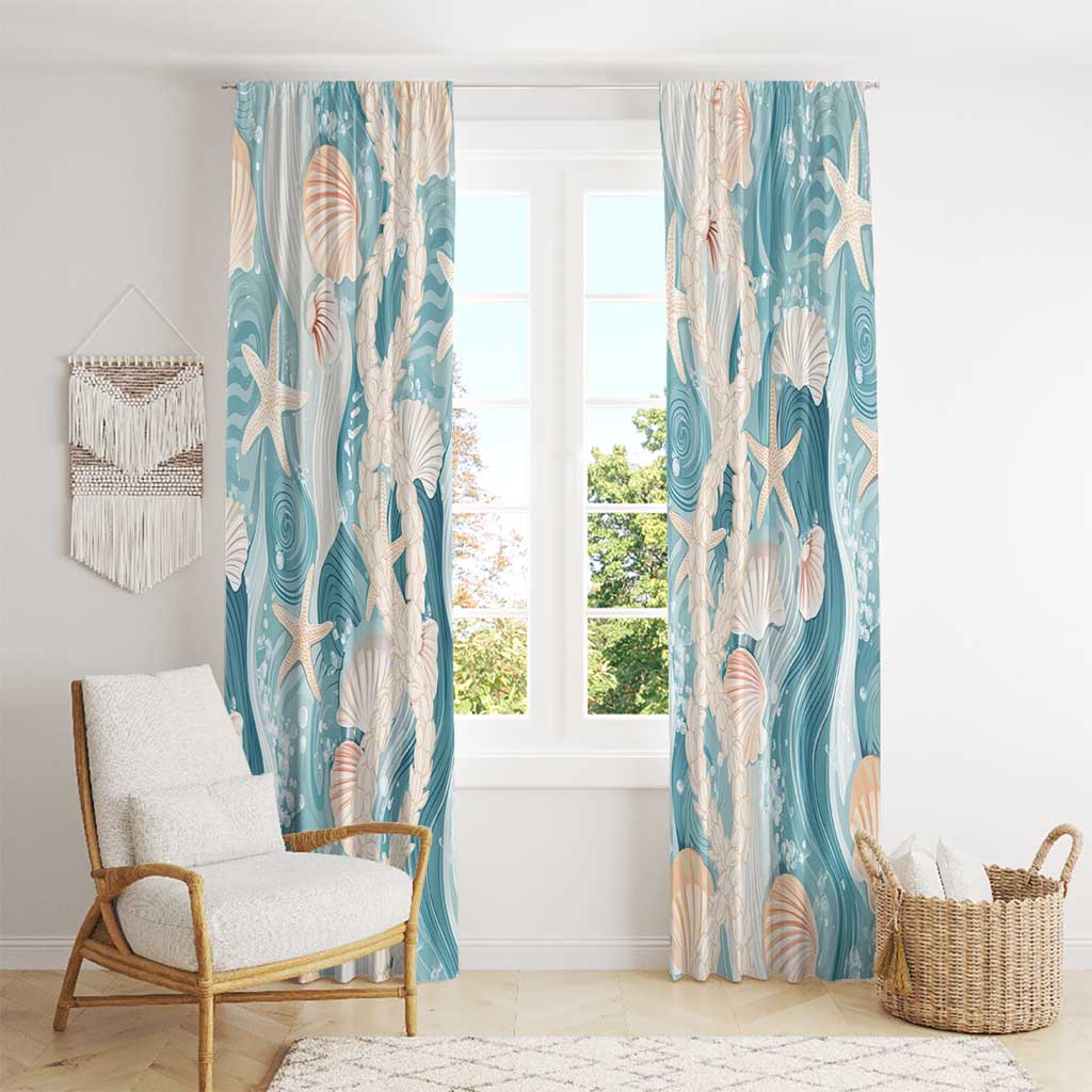 Hawaii Lei Seashells Starfish Window Curtain Fresh Summer Vibe LT01 - Polynesian Pride