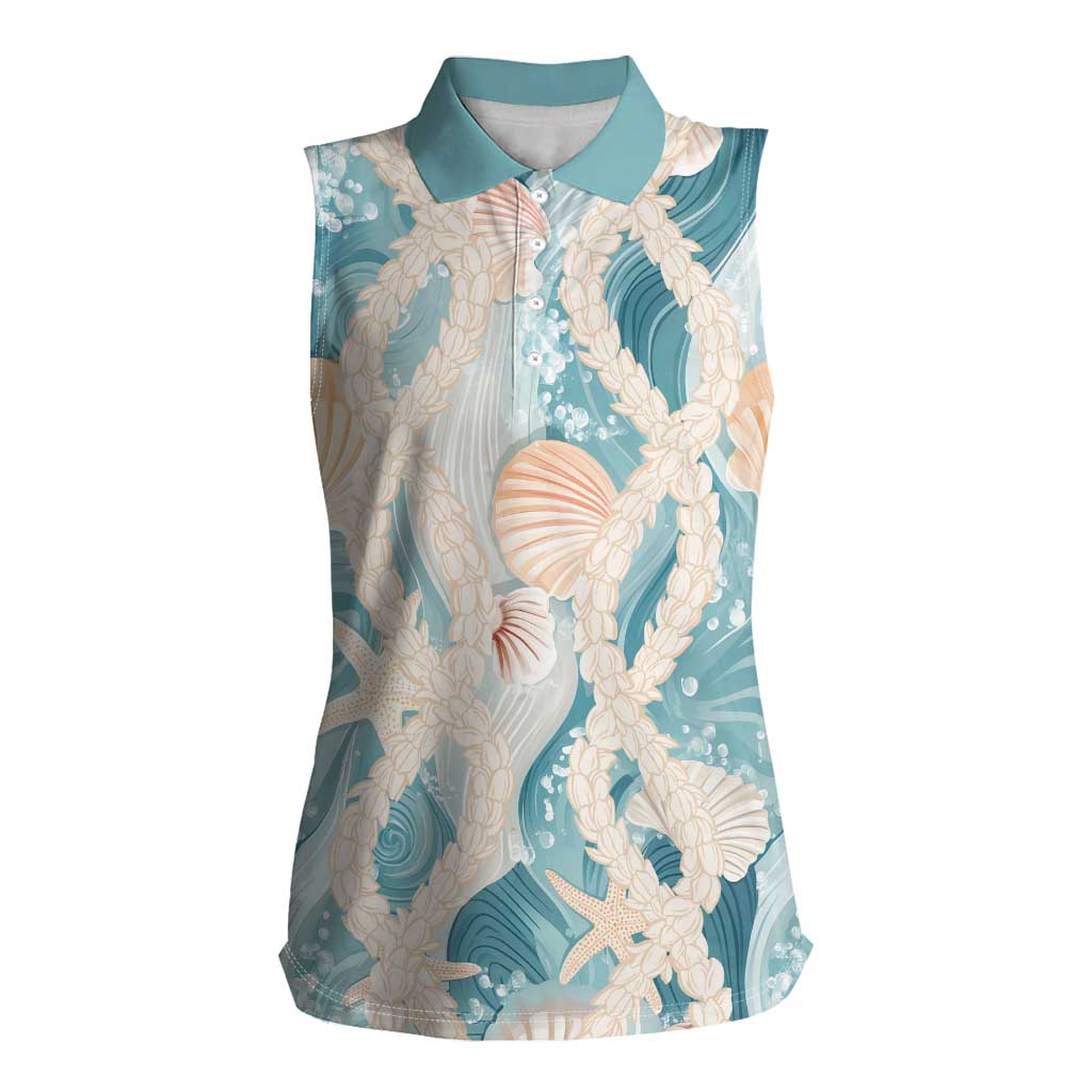 Hawaii Lei Seashells Starfish Women Sleeveless Polo Shirt Fresh Summer Vibe - Polynesian Pride