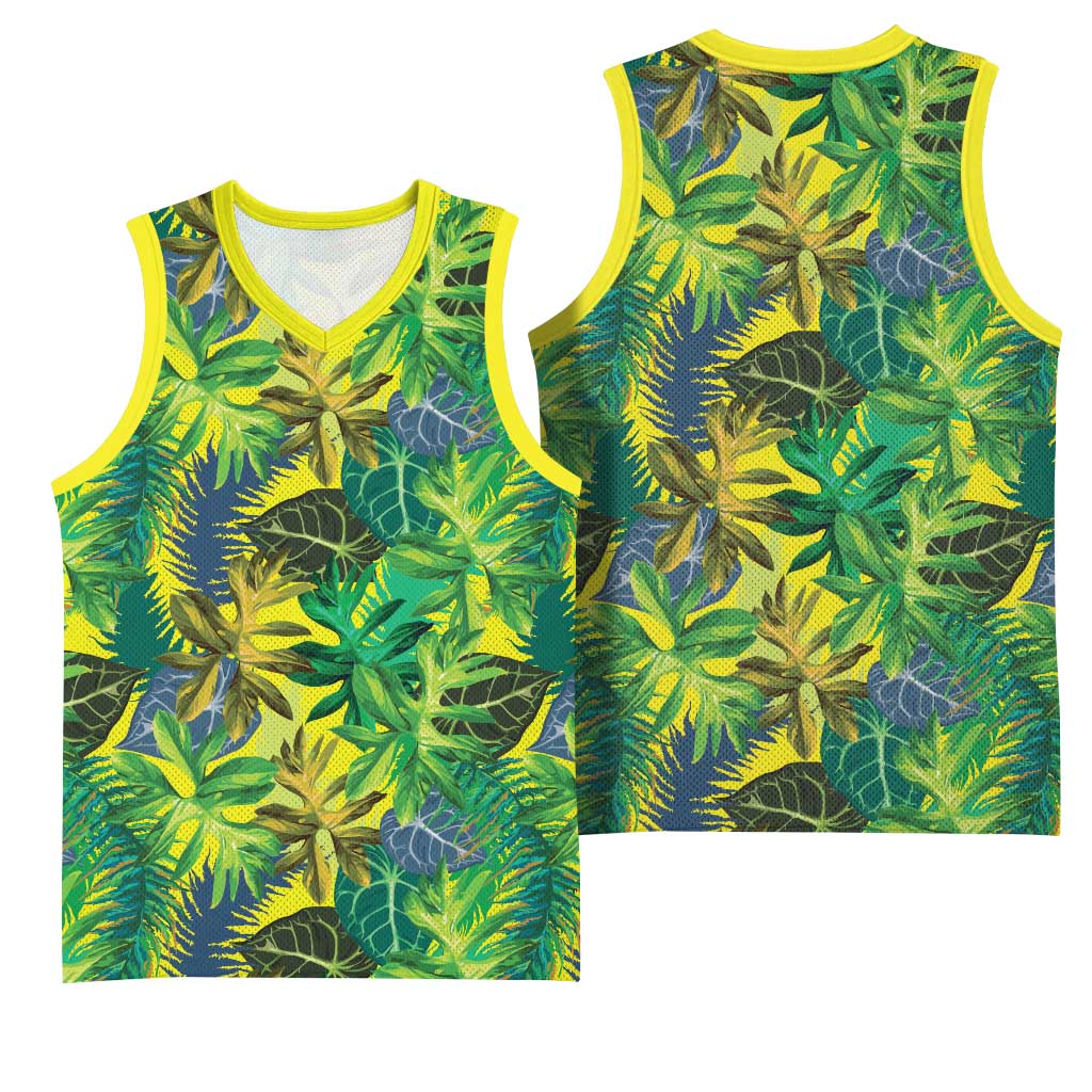 Hawaii Summer Tropical Leaves Basketball Jersey - Polynesian Pride