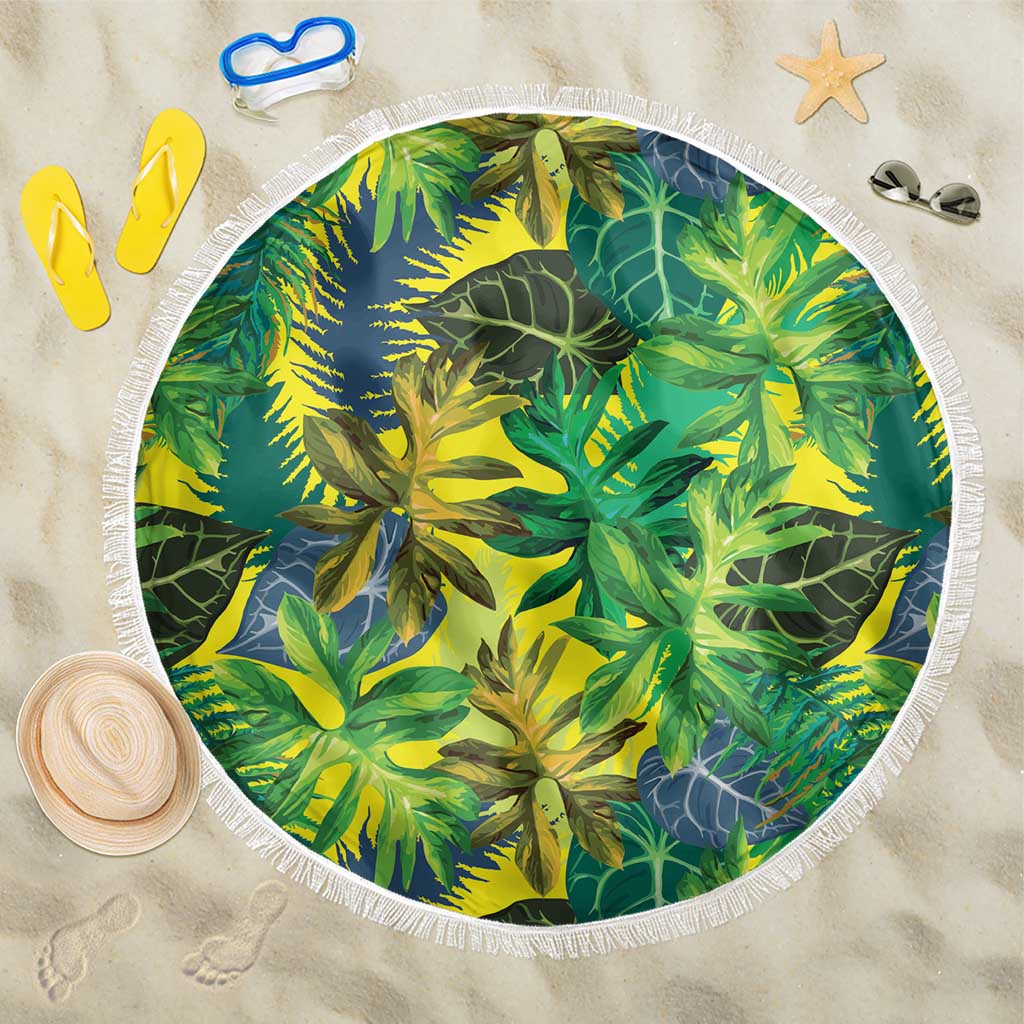 Hawaii Summer Tropical Leaves Beach Blanket - Polynesian Pride
