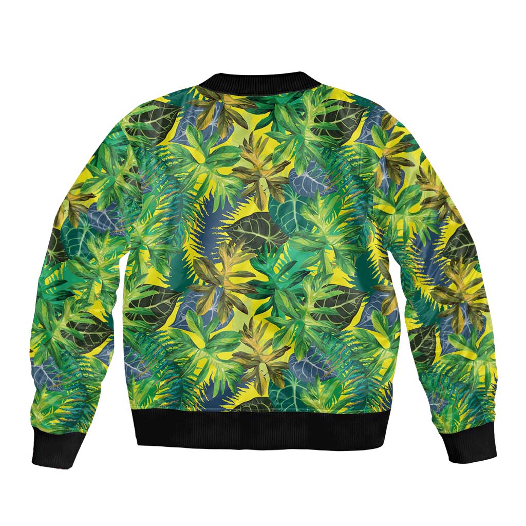 Hawaii Summer Tropical Leaves Bomber Jacket - Polynesian Pride