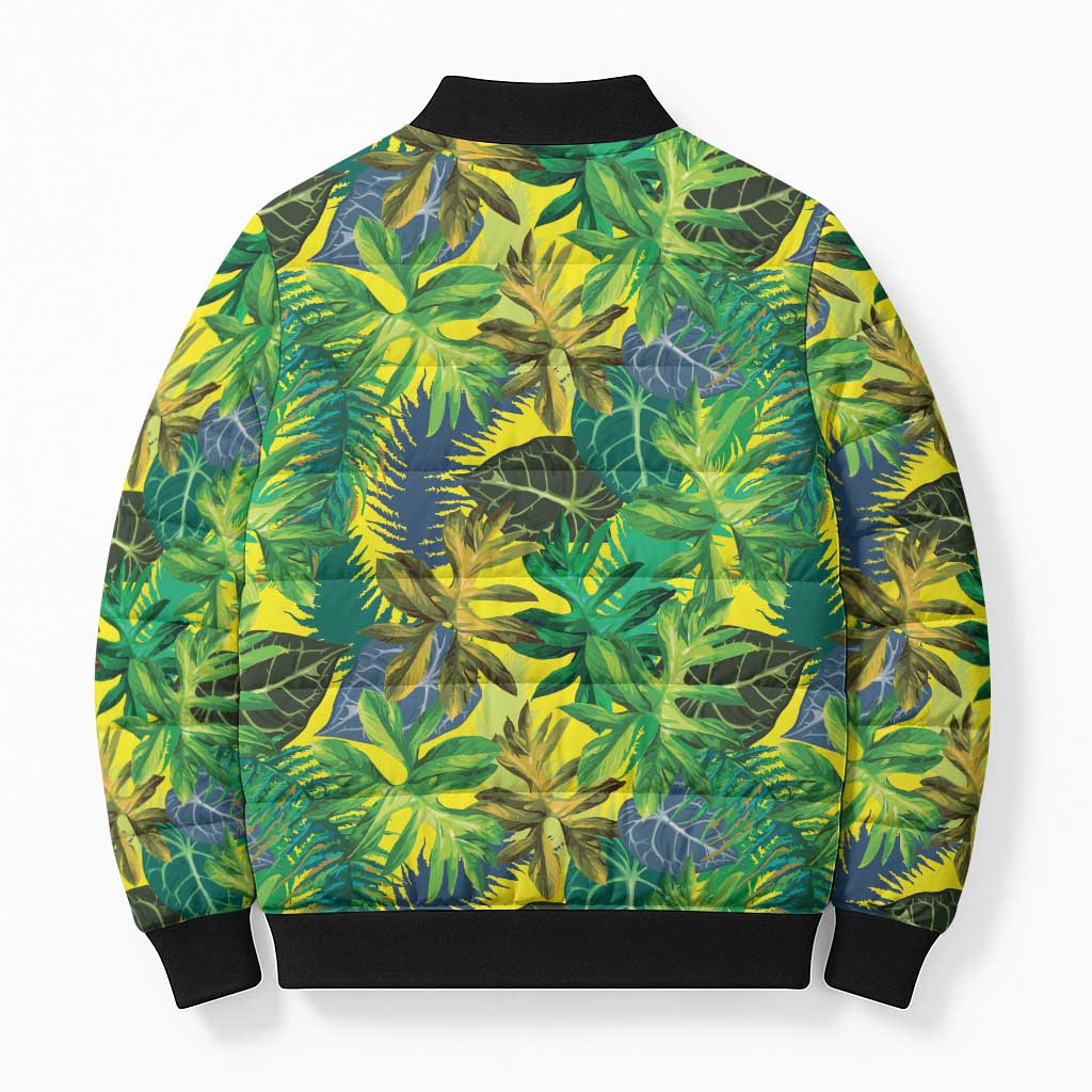 Hawaii Summer Tropical Leaves Bomber Puffer Jacket - Polynesian Pride