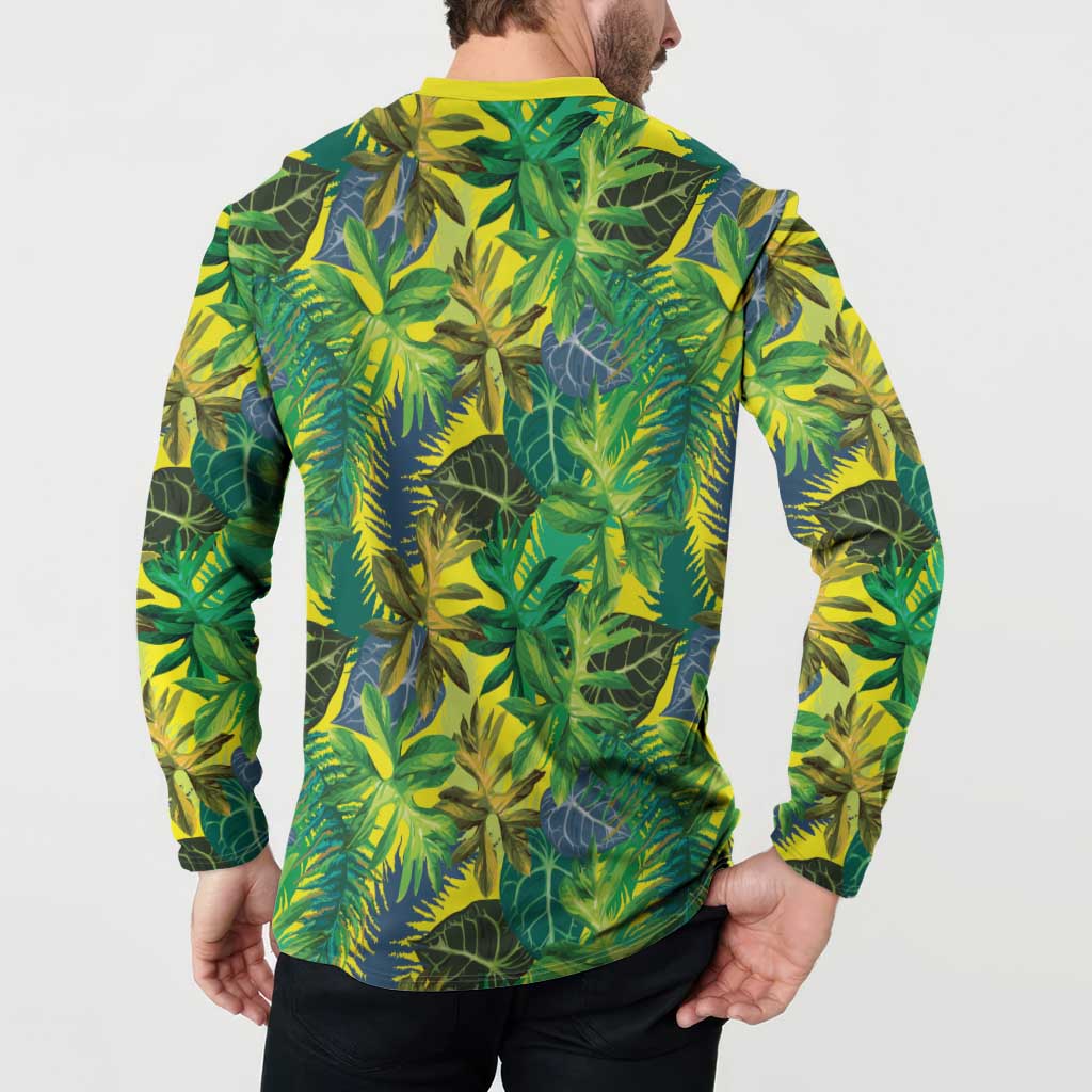Hawaii Summer Tropical Leaves Button Sweatshirt - Polynesian Pride