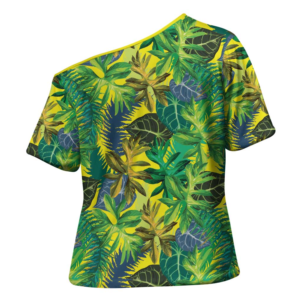Hawaii Summer Tropical Leaves Cross Shoulder Shirt - Polynesian Pride