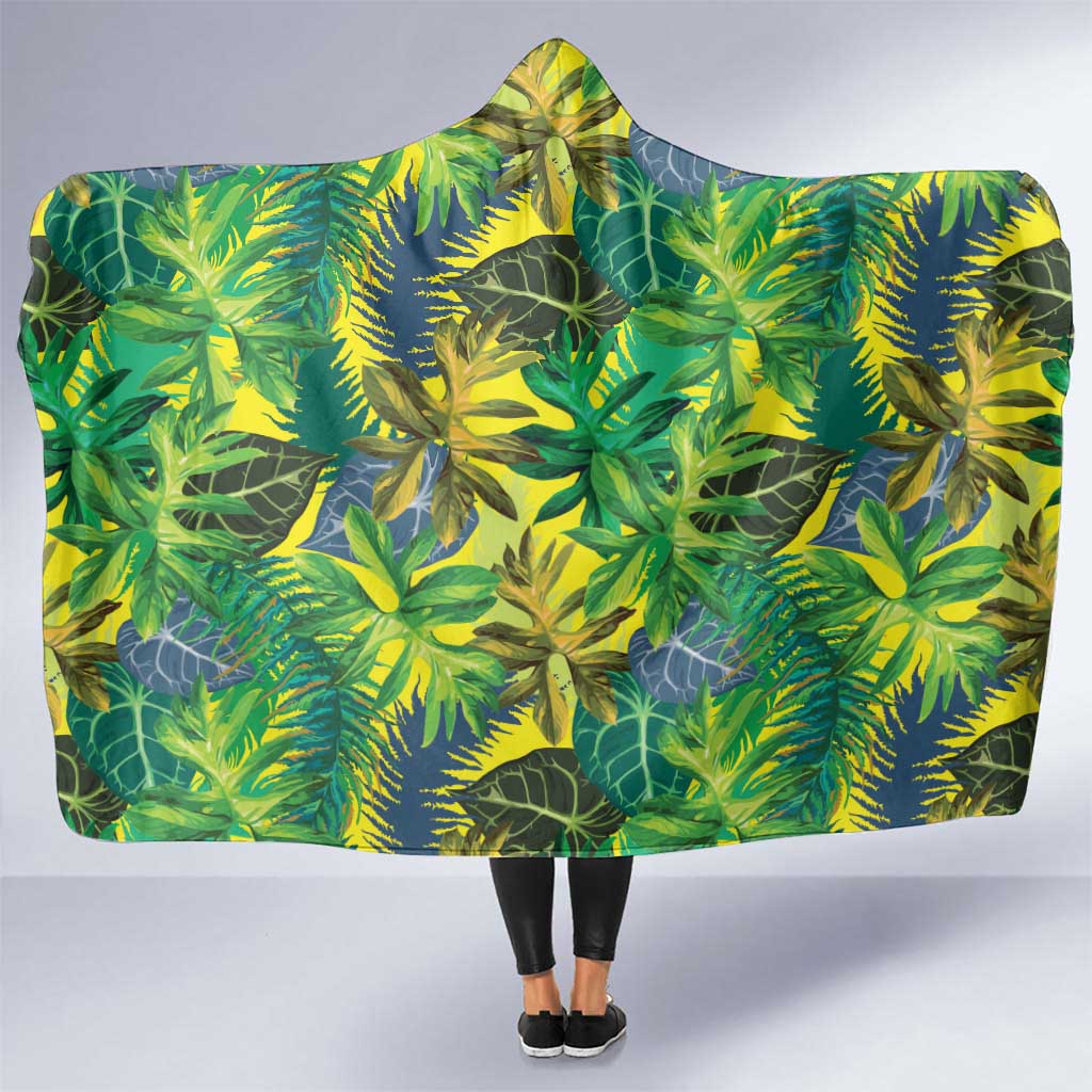 Hawaii Summer Tropical Leaves Hooded Blanket - Polynesian Pride