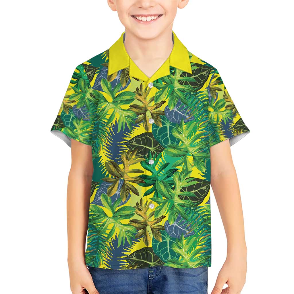 Hawaii Summer Tropical Leaves Kid Hawaiian Shirt - Polynesian Pride