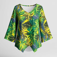 Hawaii Summer Tropical Leaves Kimono Sleeve Blouse - Polynesian Pride