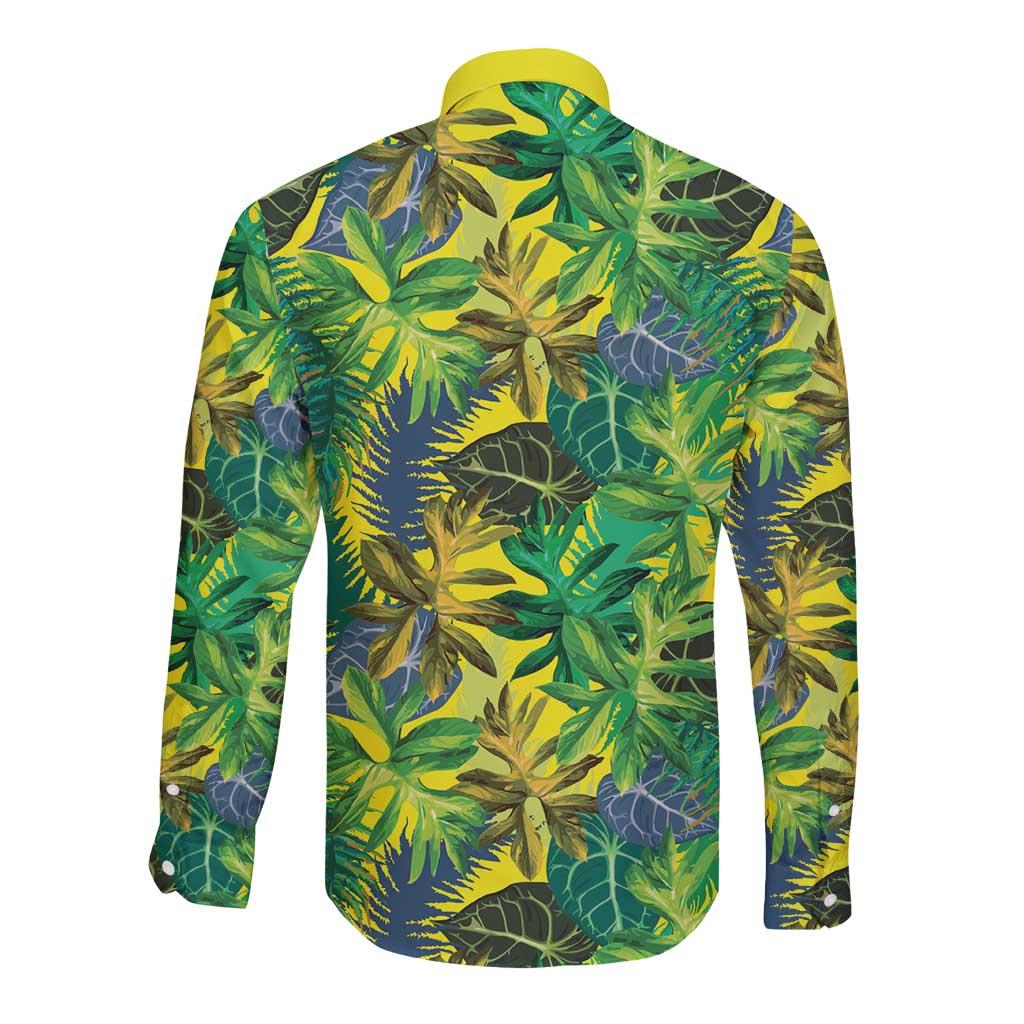 Hawaii Summer Tropical Leaves Long Sleeve Button Shirt - Polynesian Pride