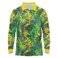 Hawaii Summer Tropical Leaves Long Sleeve Polo Shirt - Polynesian Pride
