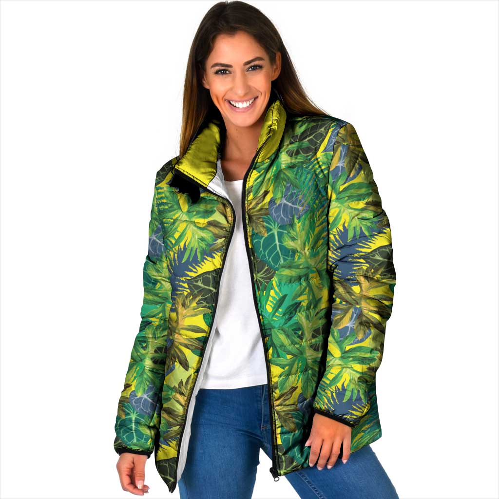 Hawaii Summer Tropical Leaves Padded Jacket - Polynesian Pride