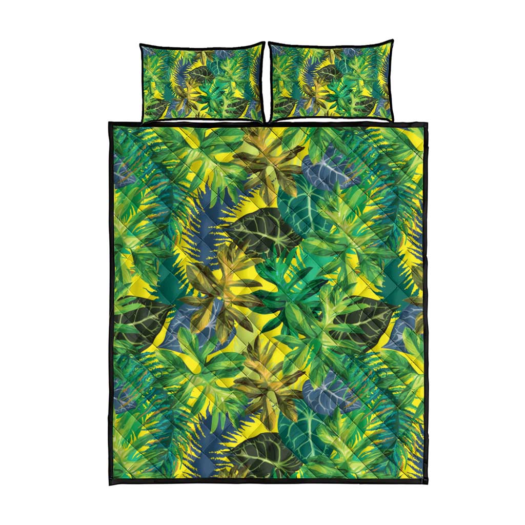 Hawaii Summer Tropical Leaves Quilt Bed Set - Polynesian Pride