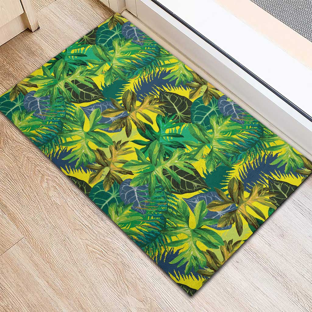 Hawaii Summer Tropical Leaves Rubber Doormat - Polynesian Pride