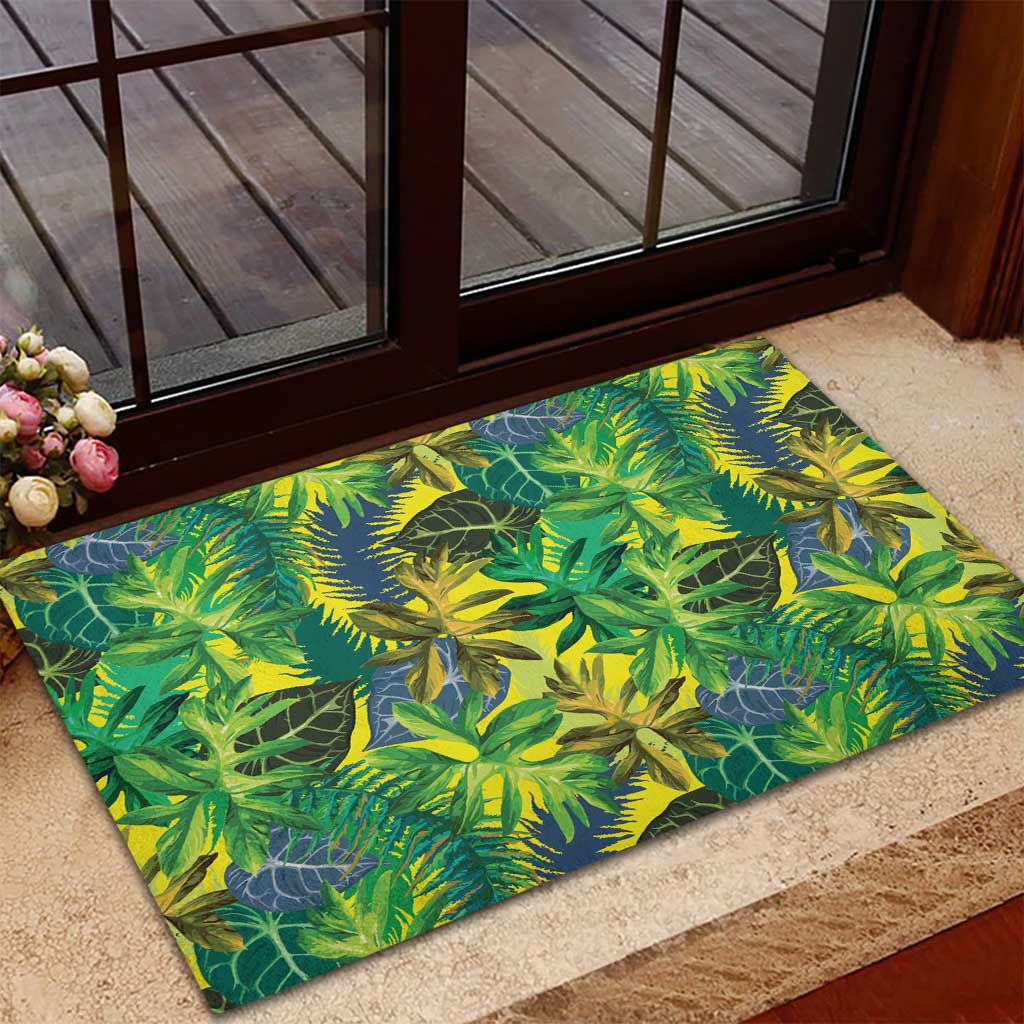 Hawaii Summer Tropical Leaves Rubber Doormat - Polynesian Pride