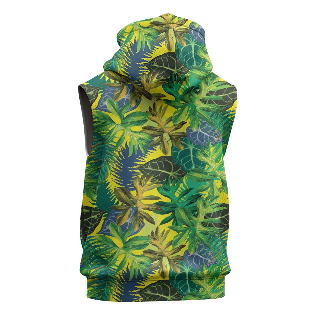 Hawaii Summer Tropical Leaves Sleeveless Hoodie - Polynesian Pride