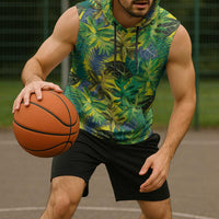 Hawaii Summer Tropical Leaves Sleeveless Hoodie - Polynesian Pride