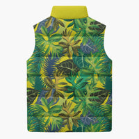 Hawaii Summer Tropical Leaves Sleeveless Puffer Jacket - Polynesian Pride