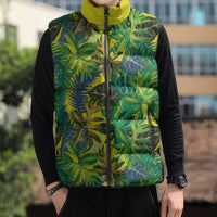 Hawaii Summer Tropical Leaves Sleeveless Puffer Jacket - Polynesian Pride