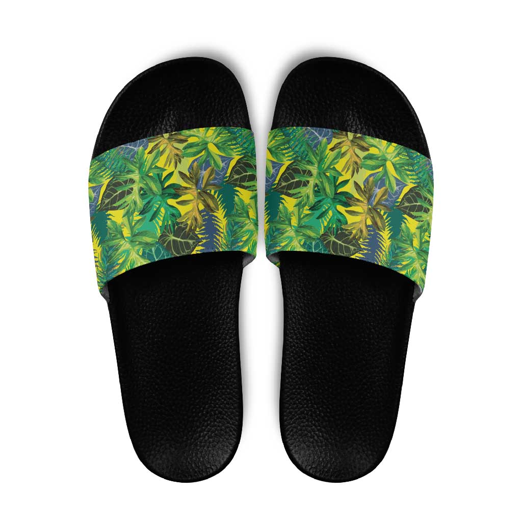 Hawaii Summer Tropical Leaves Slide Sandals - Polynesian Pride