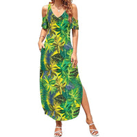 Hawaii Summer Tropical Leaves Summer Maxi Dress - Polynesian Pride