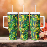 Hawaii Summer Tropical Leaves Tumbler With Handle - Polynesian Pride