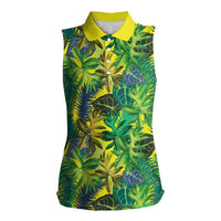 Hawaii Summer Tropical Leaves Women Sleeveless Polo Shirt - Polynesian Pride