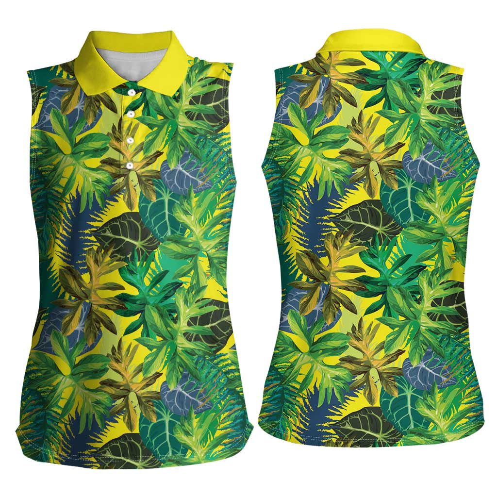 Hawaii Summer Tropical Leaves Women Sleeveless Polo Shirt - Polynesian Pride