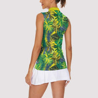 Hawaii Summer Tropical Leaves Women Sleeveless Polo Shirt - Polynesian Pride