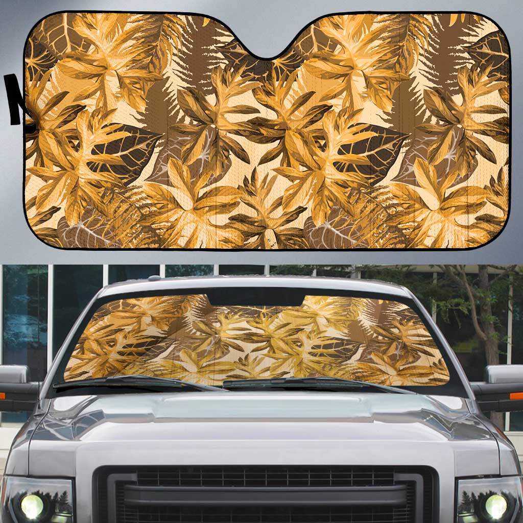 Hawaii Gold Tropical Leaves Auto Sun Shade - Polynesian Pride